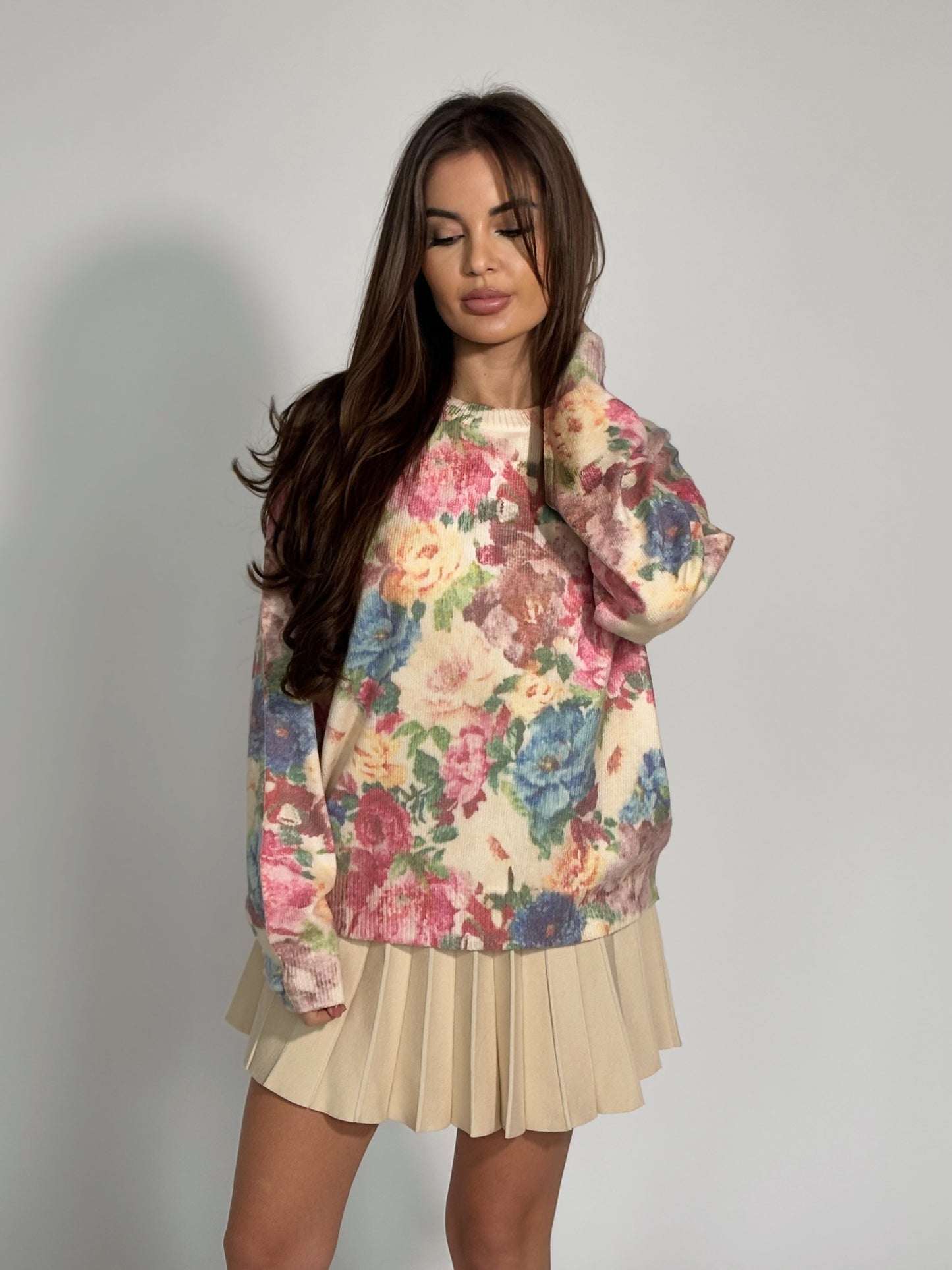 Кашмирена блуза на цветя Jardina