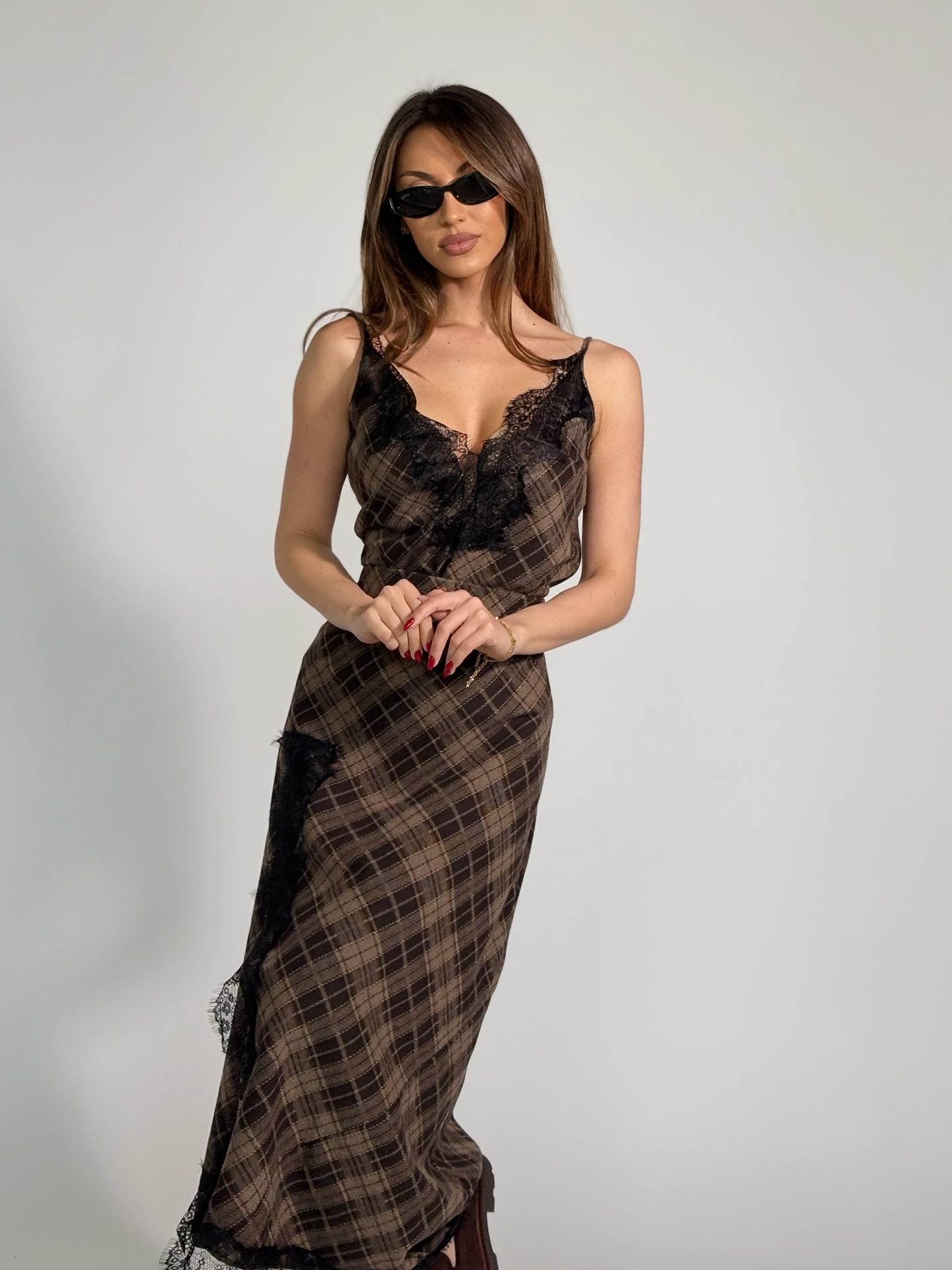 Кариран комплект Vellisa с цепка и дантела