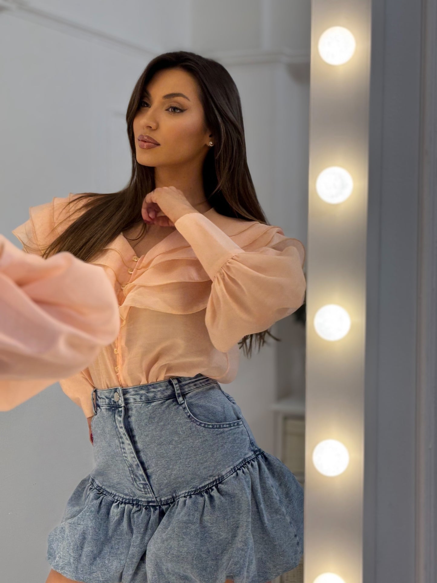 Modern shirt made of airy fabric