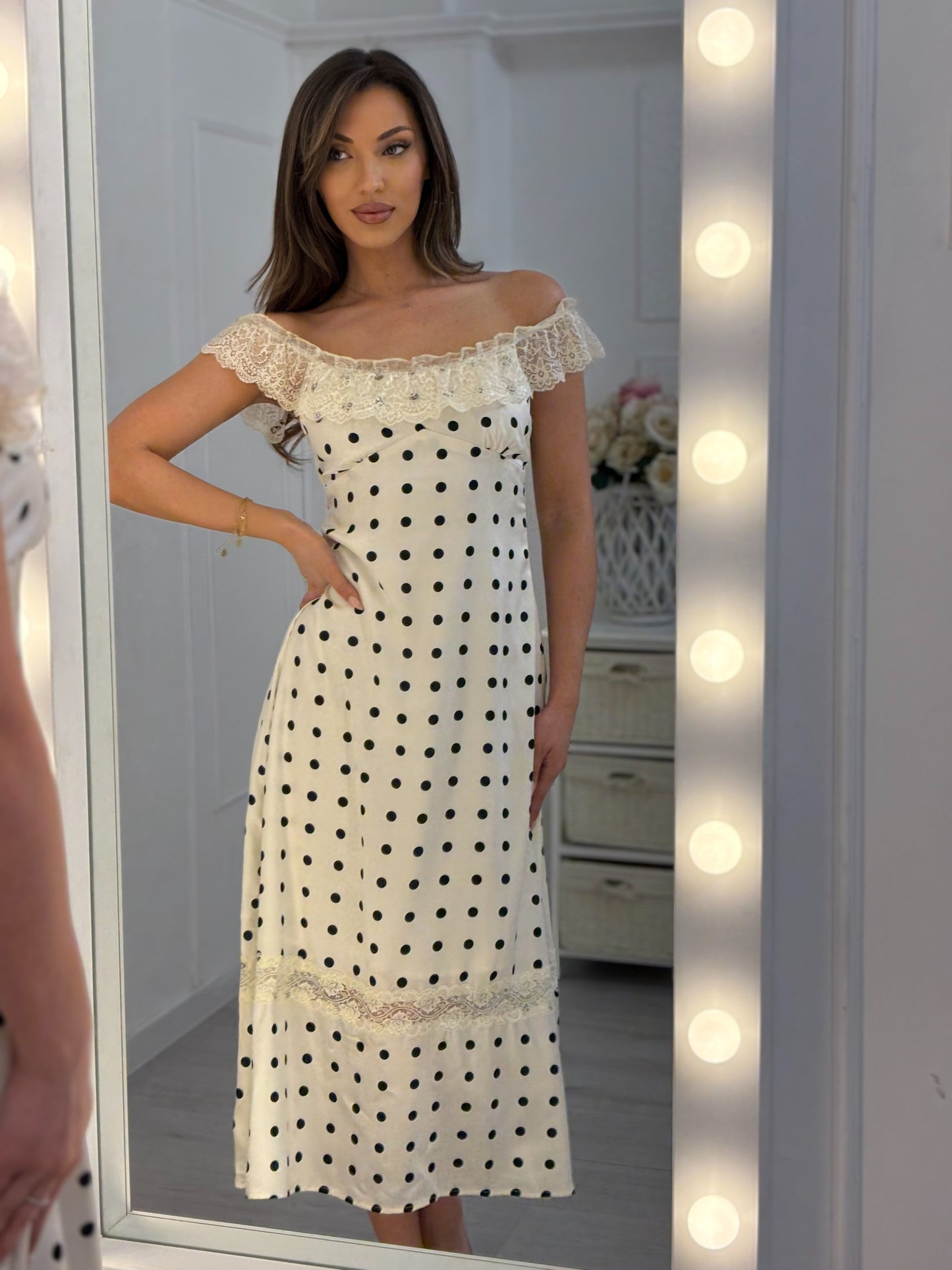 Toska polka dot satin dress