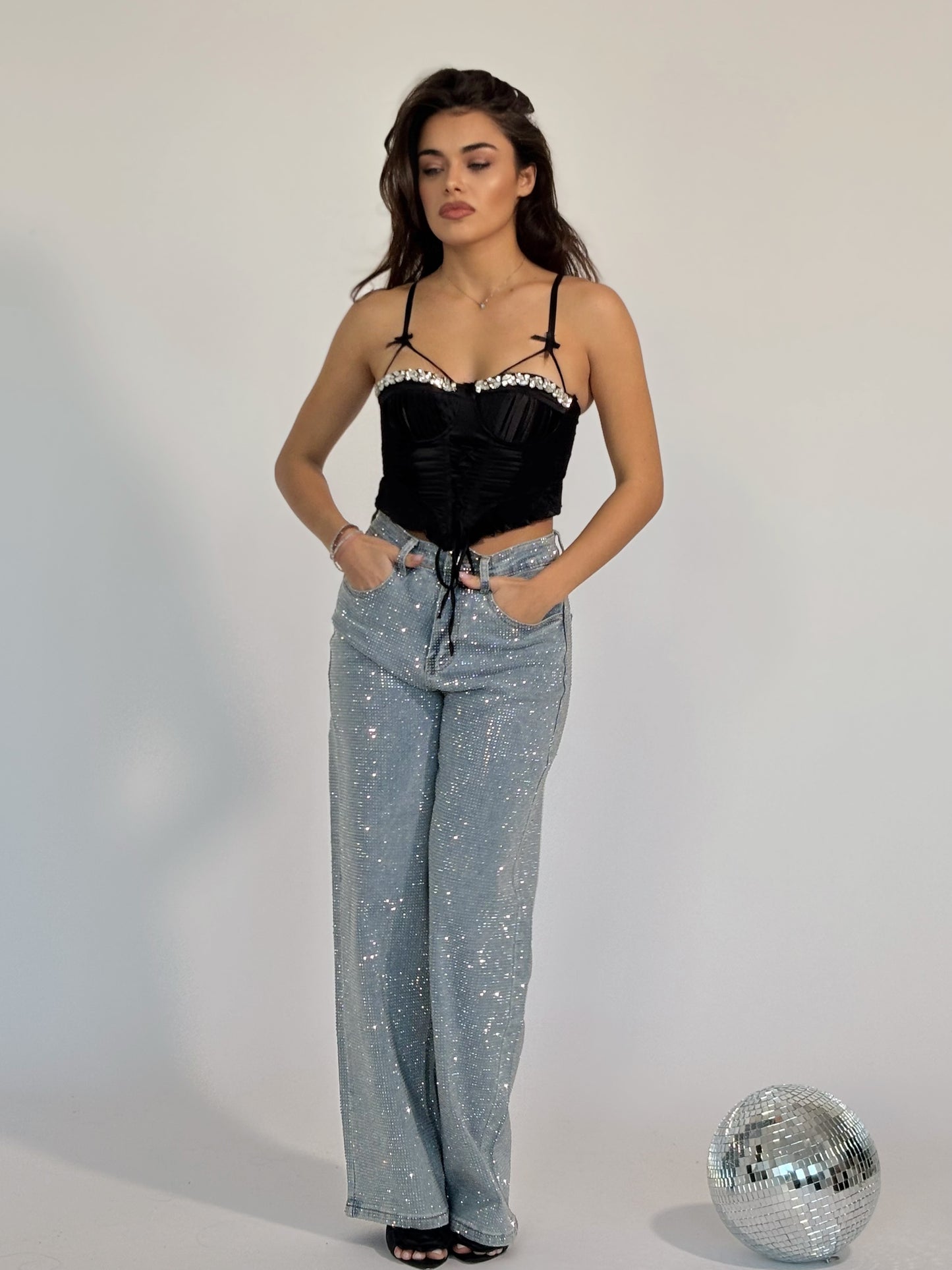 Сатенен корсет Palomita с камъни