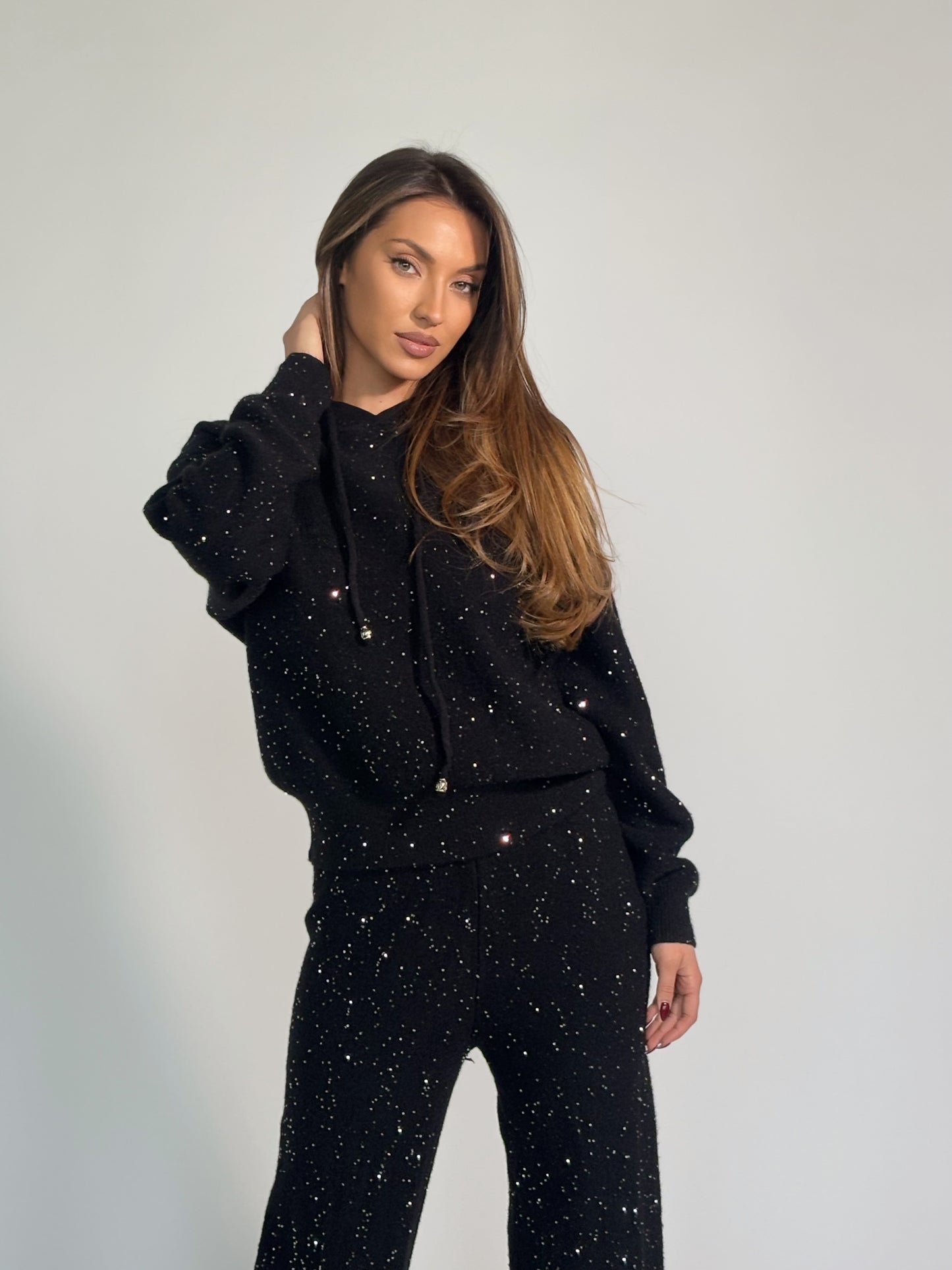 Комплект Shining от плътно плетиво с качулка