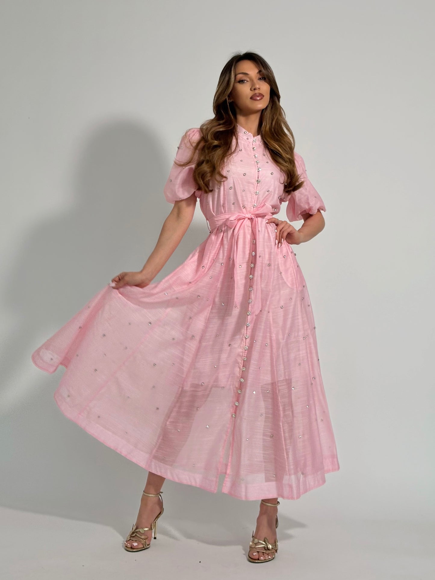 Дълга рокля Clarina с кристални камъни