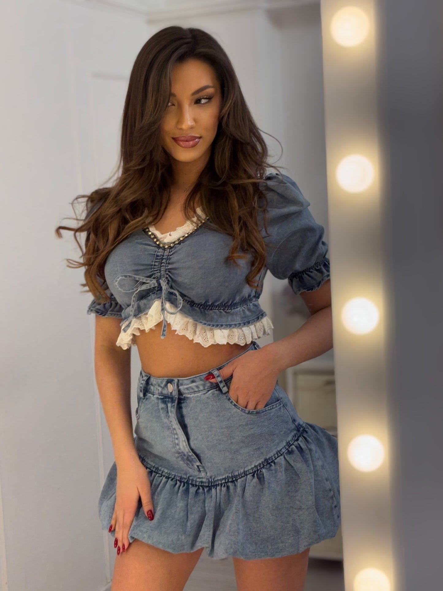 Denim top with stones Manilda