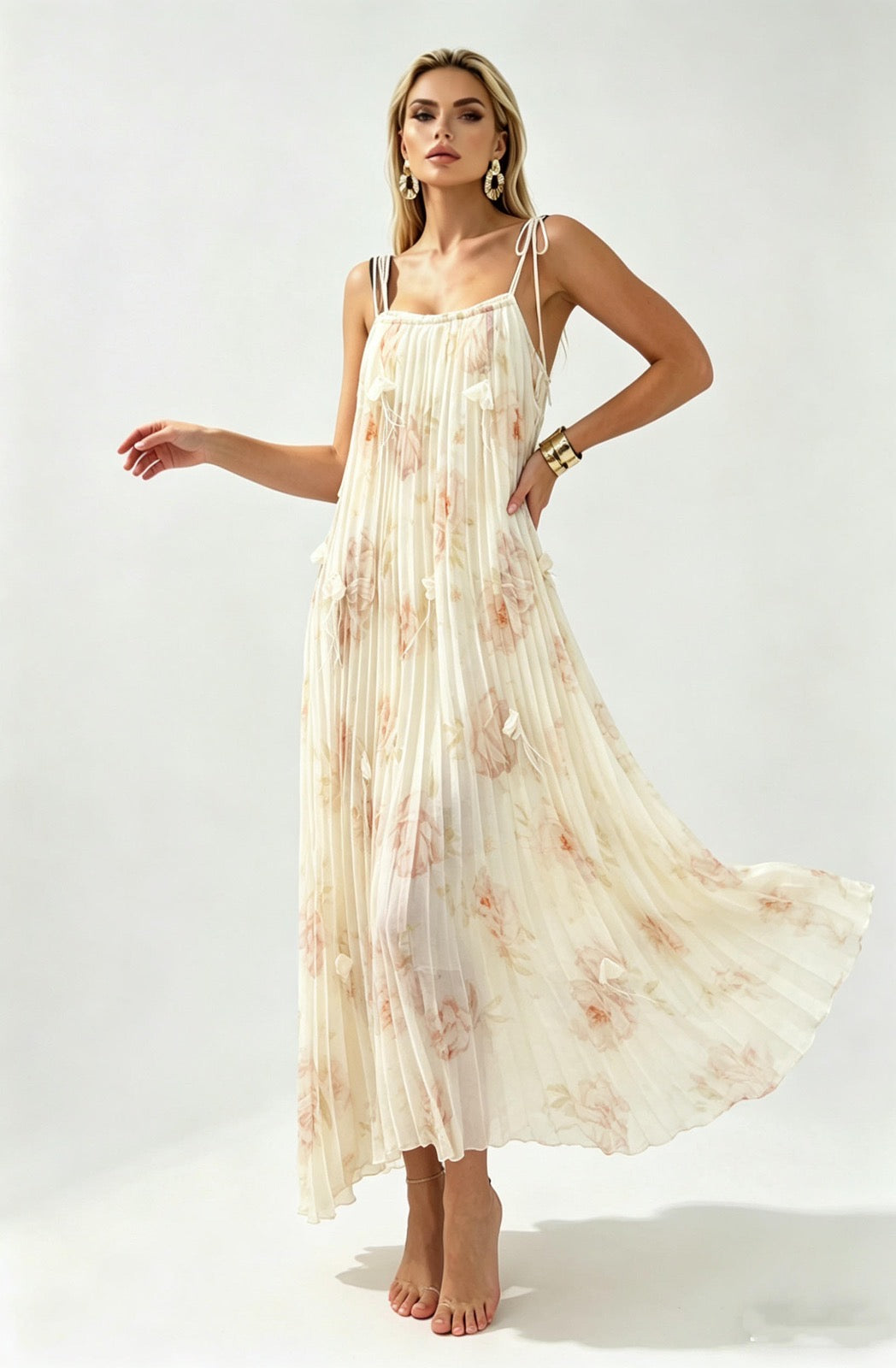 Дълга рокля солей Flame с пера