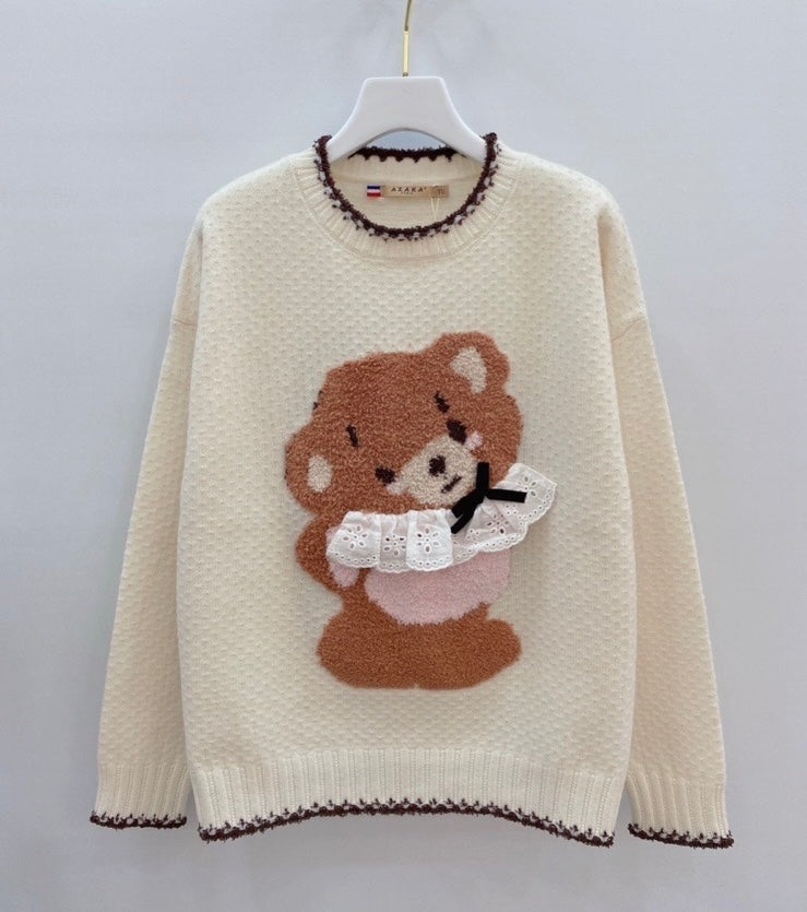 Пуловер с мече Baby Bear с дантела