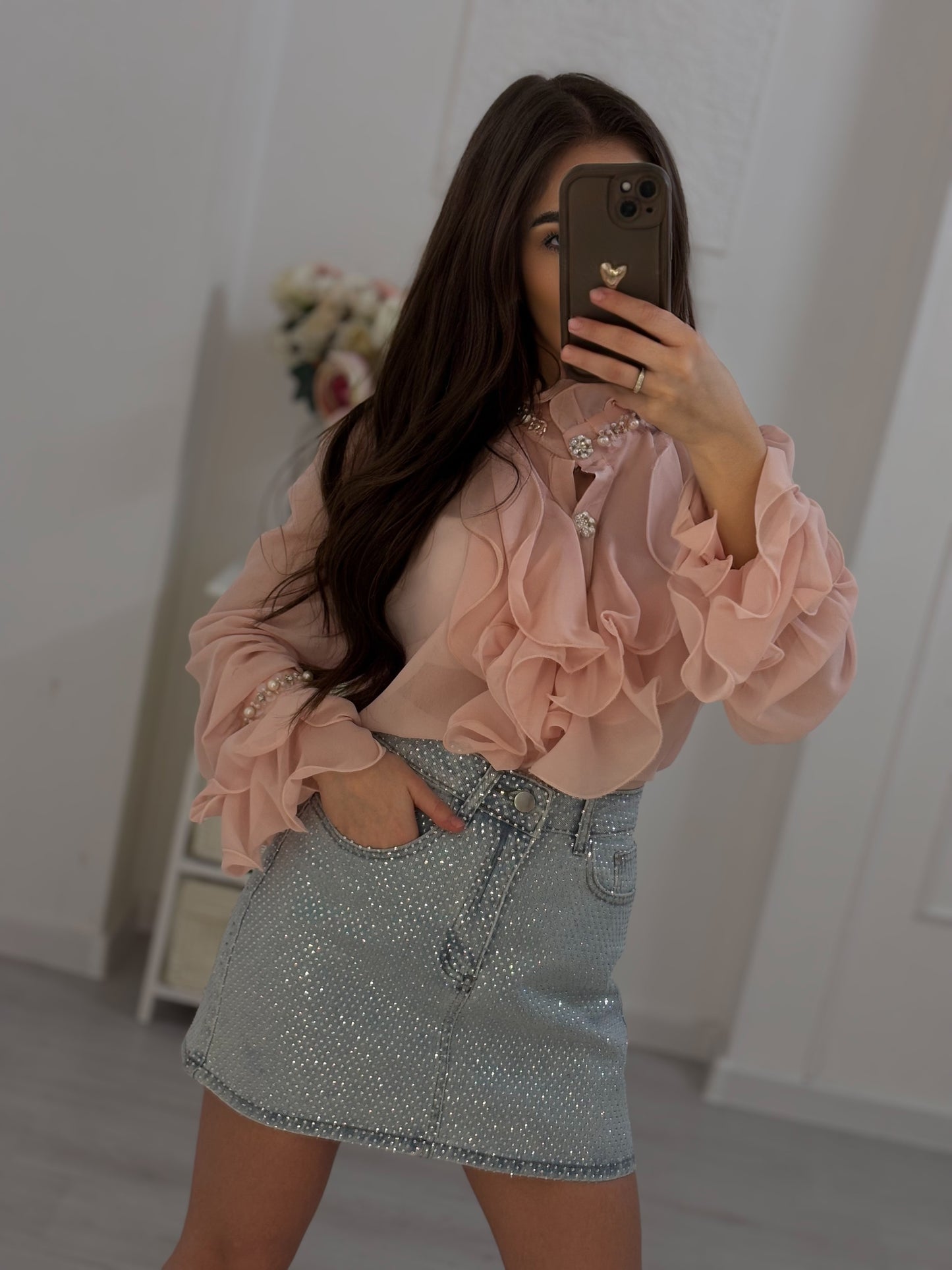 Дънкова пола с камъни Doris