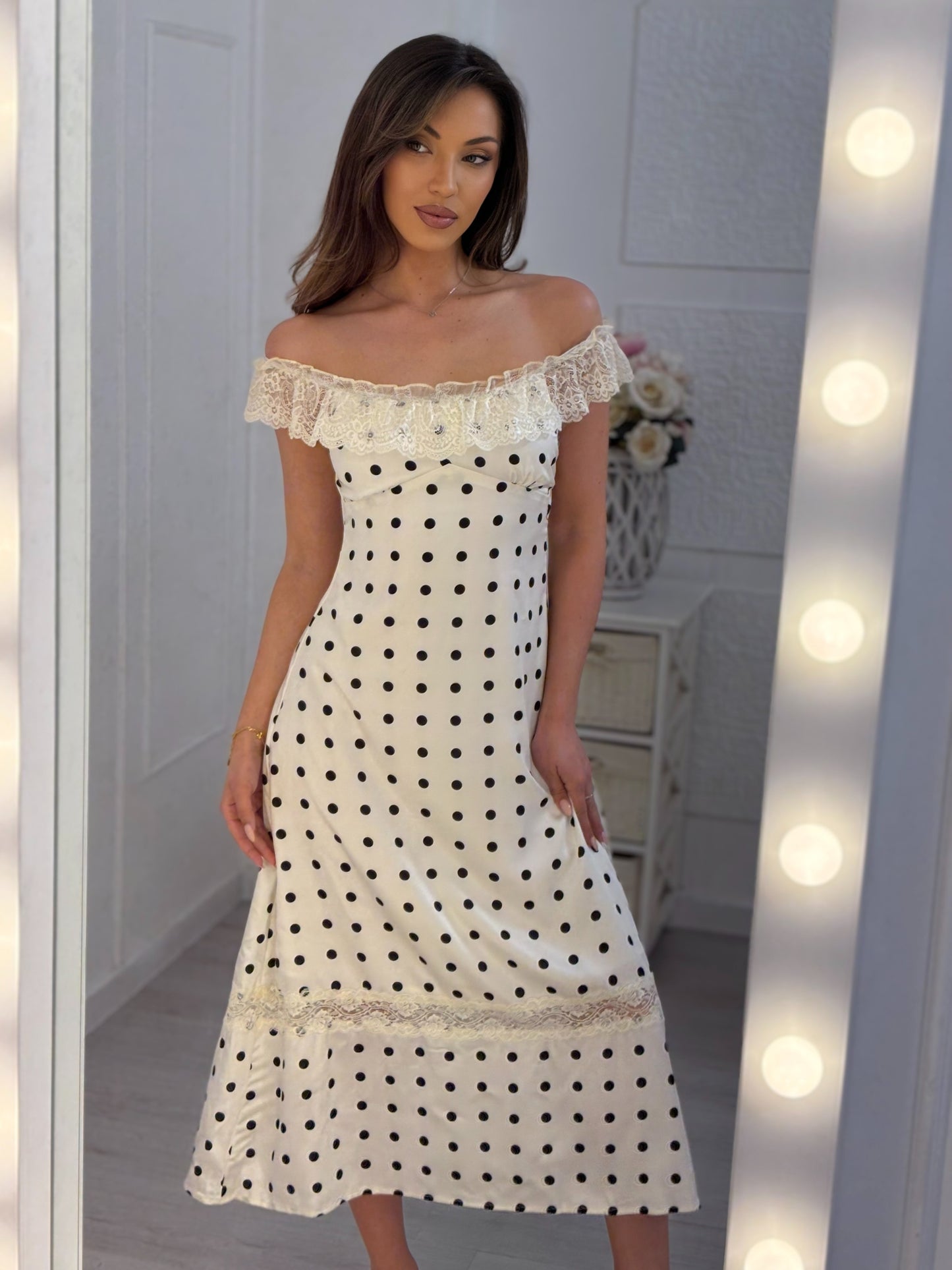 Toska polka dot satin dress