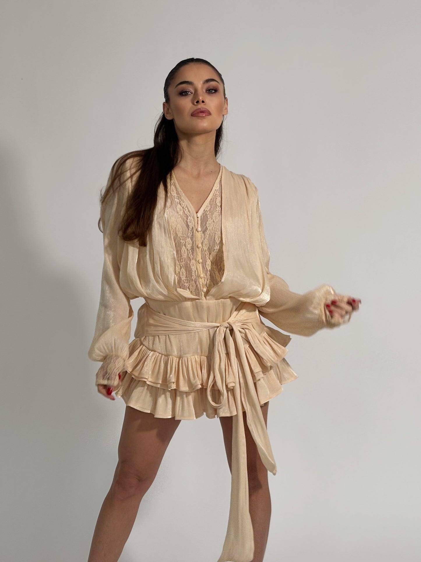 Сатенена рокля Flame с панталонки