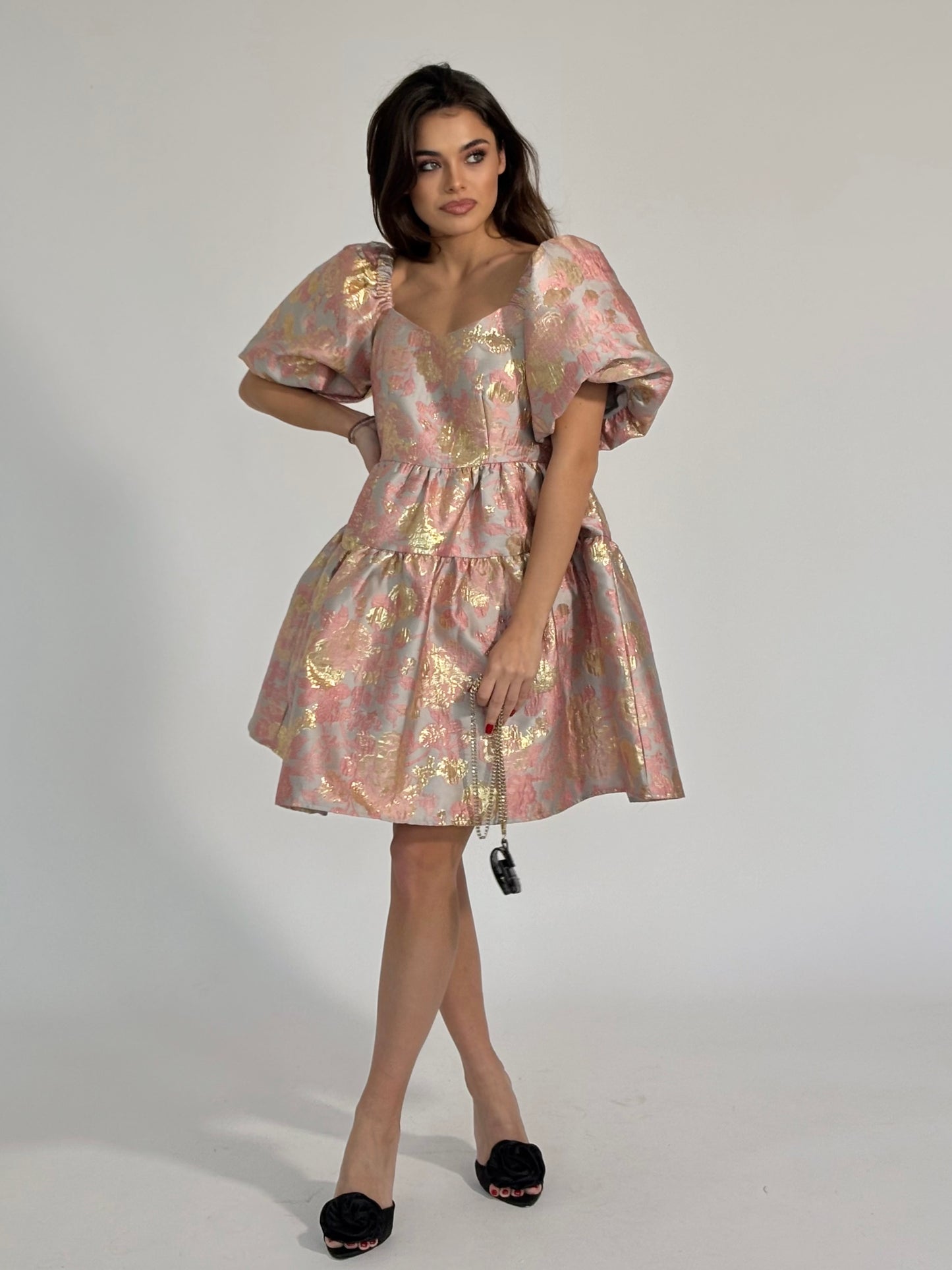 Glamour dress with gold effect