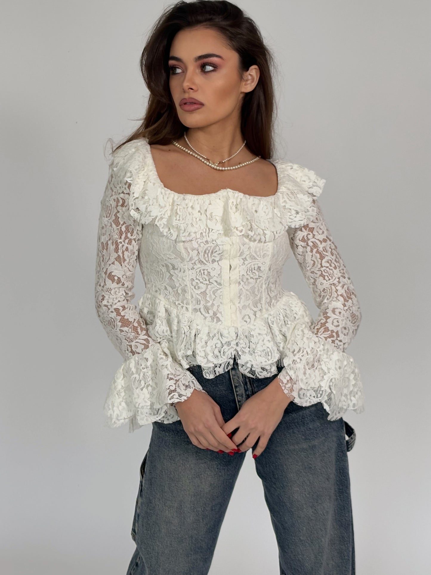 Дантелена блуза корсет Leyla