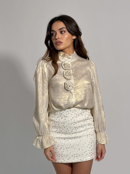 Риза Voalia с лъскав ефект и рози