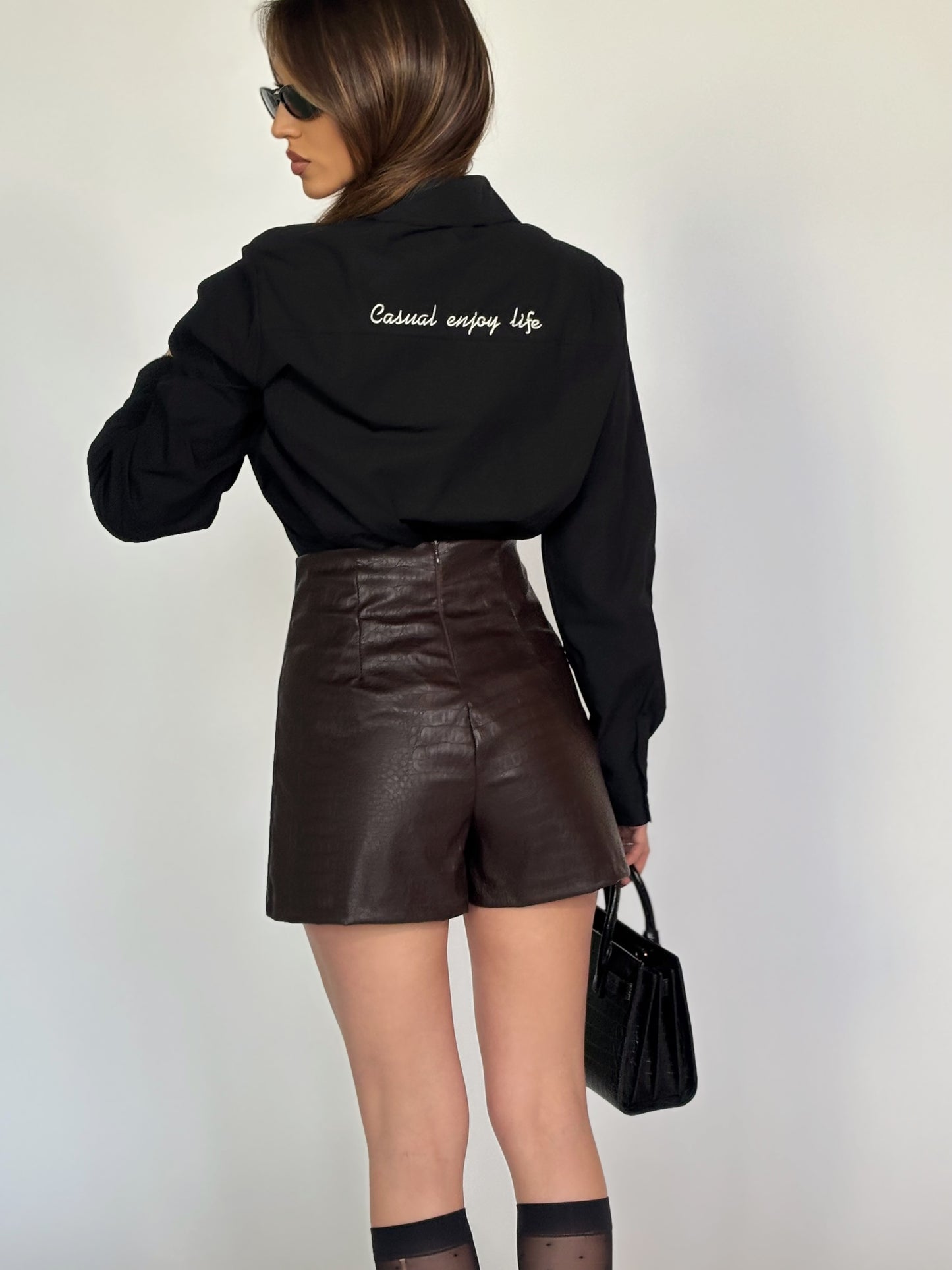 Кожена пола-панталон Dora с цепка