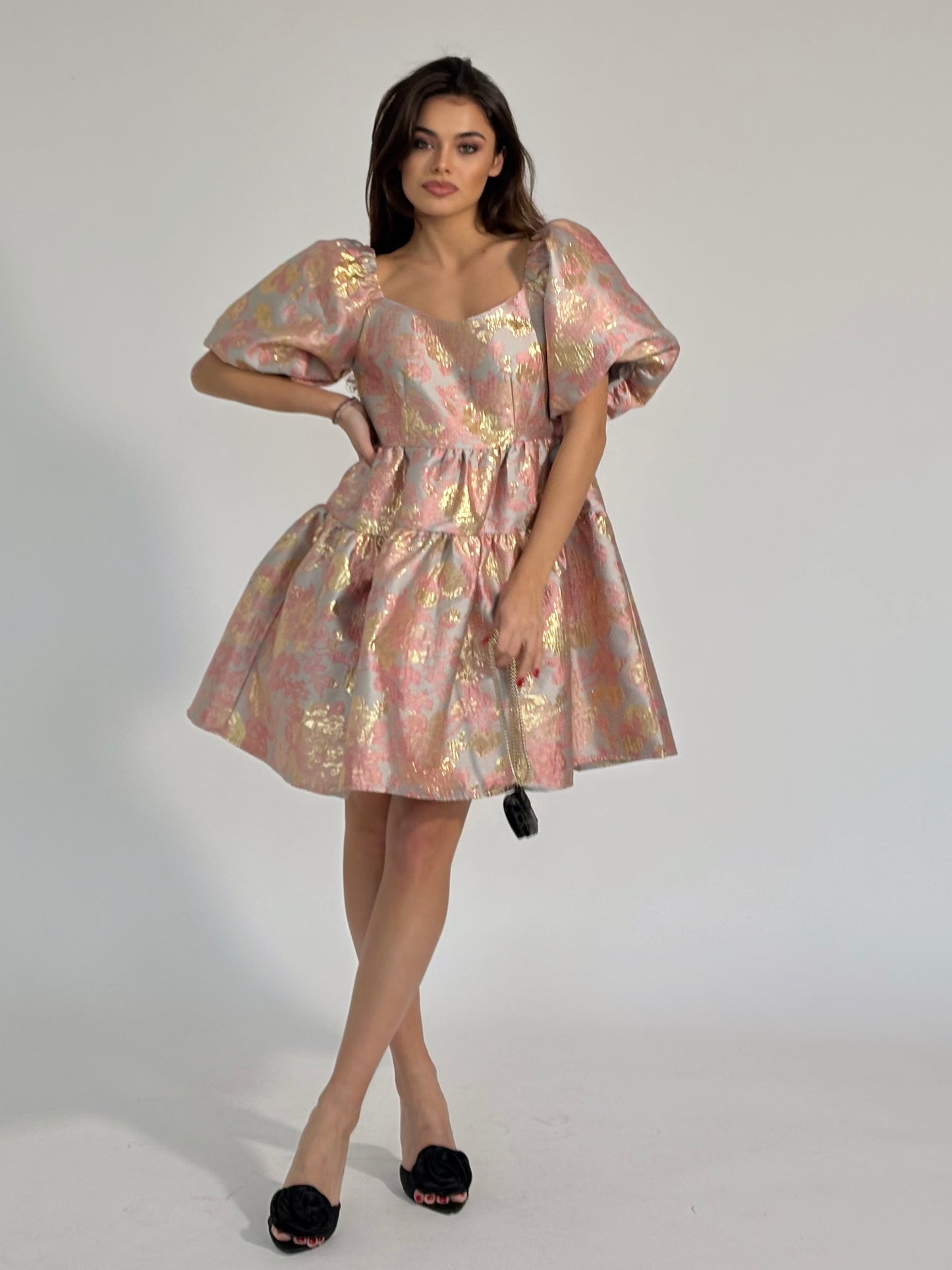 Glamour dress with gold effect