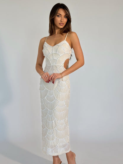 Рокля Arielle с пайети и перли