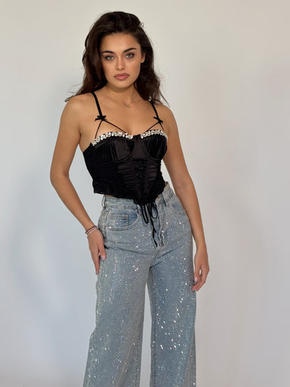 Сатенен корсет Palomita с камъни