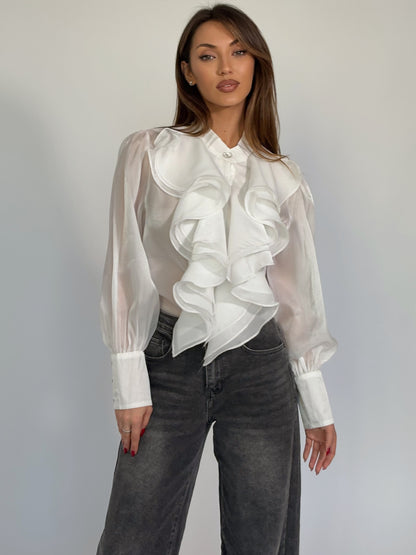 Риза Violita от органза с жабо