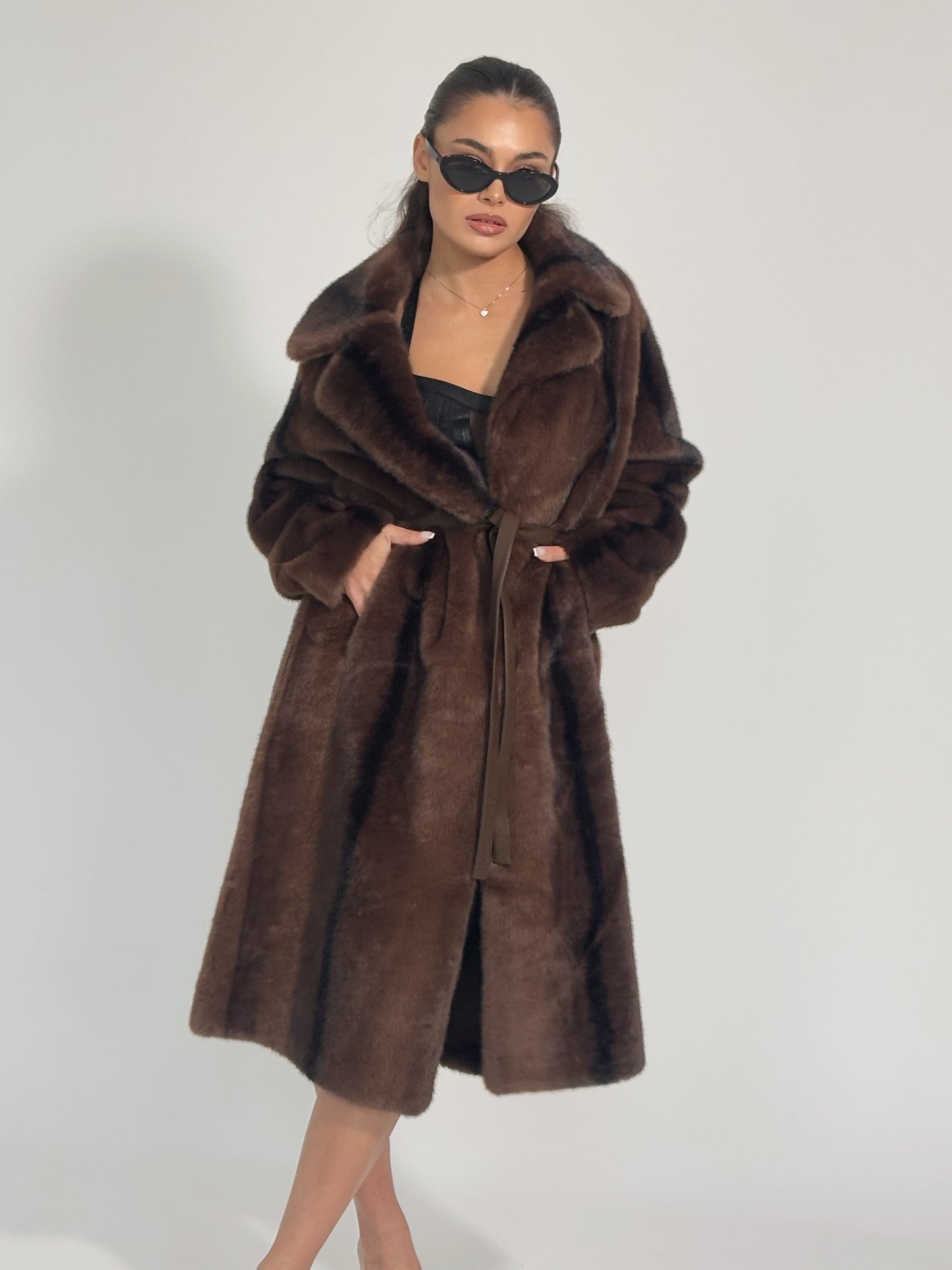 Палто от косъм Cruelly с колан