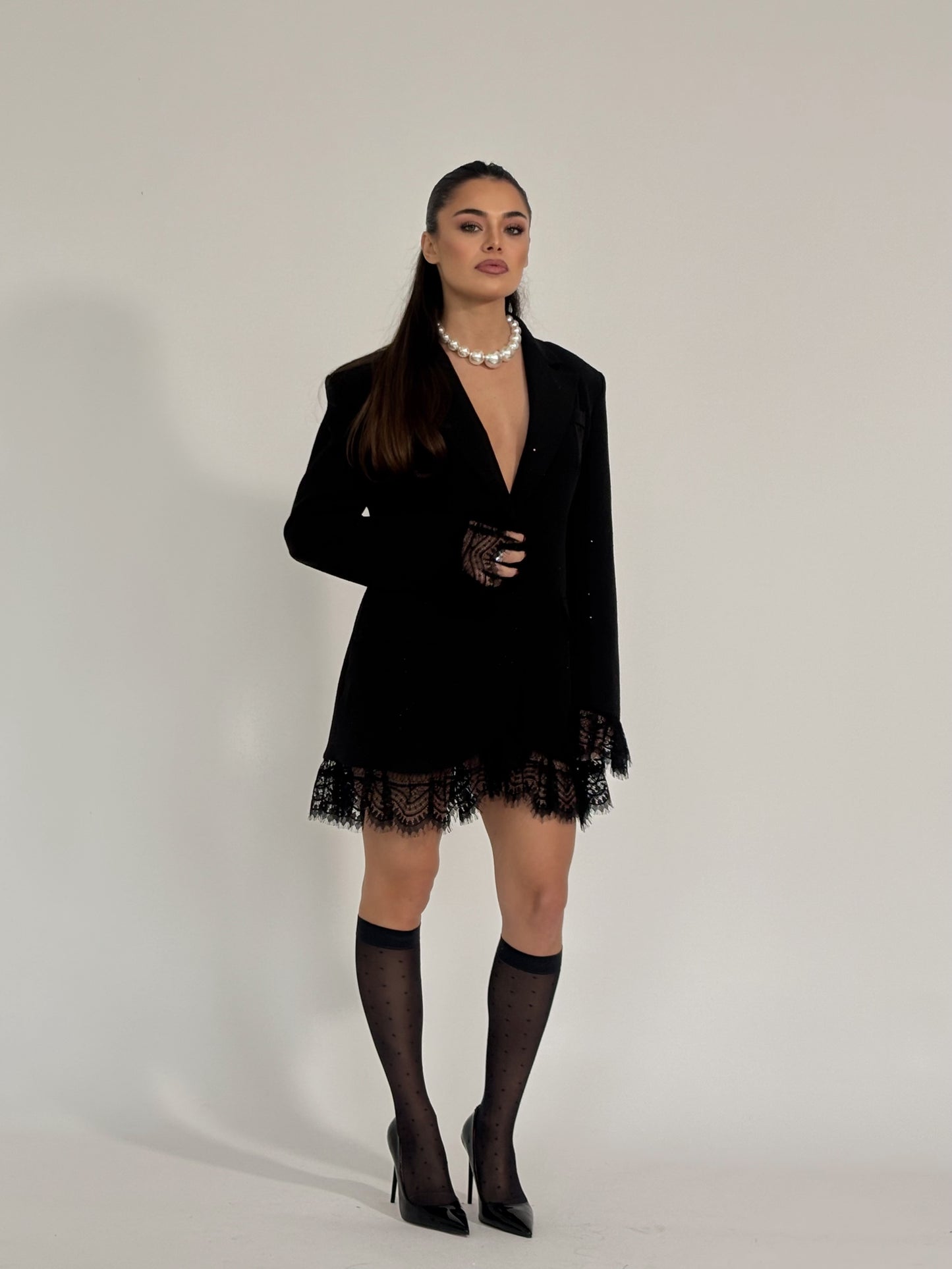 Блейзър Melisa с камъни и дантела