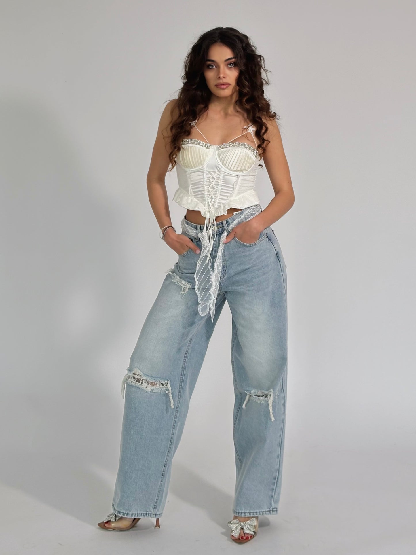 Сатенен корсет Palomita с камъни