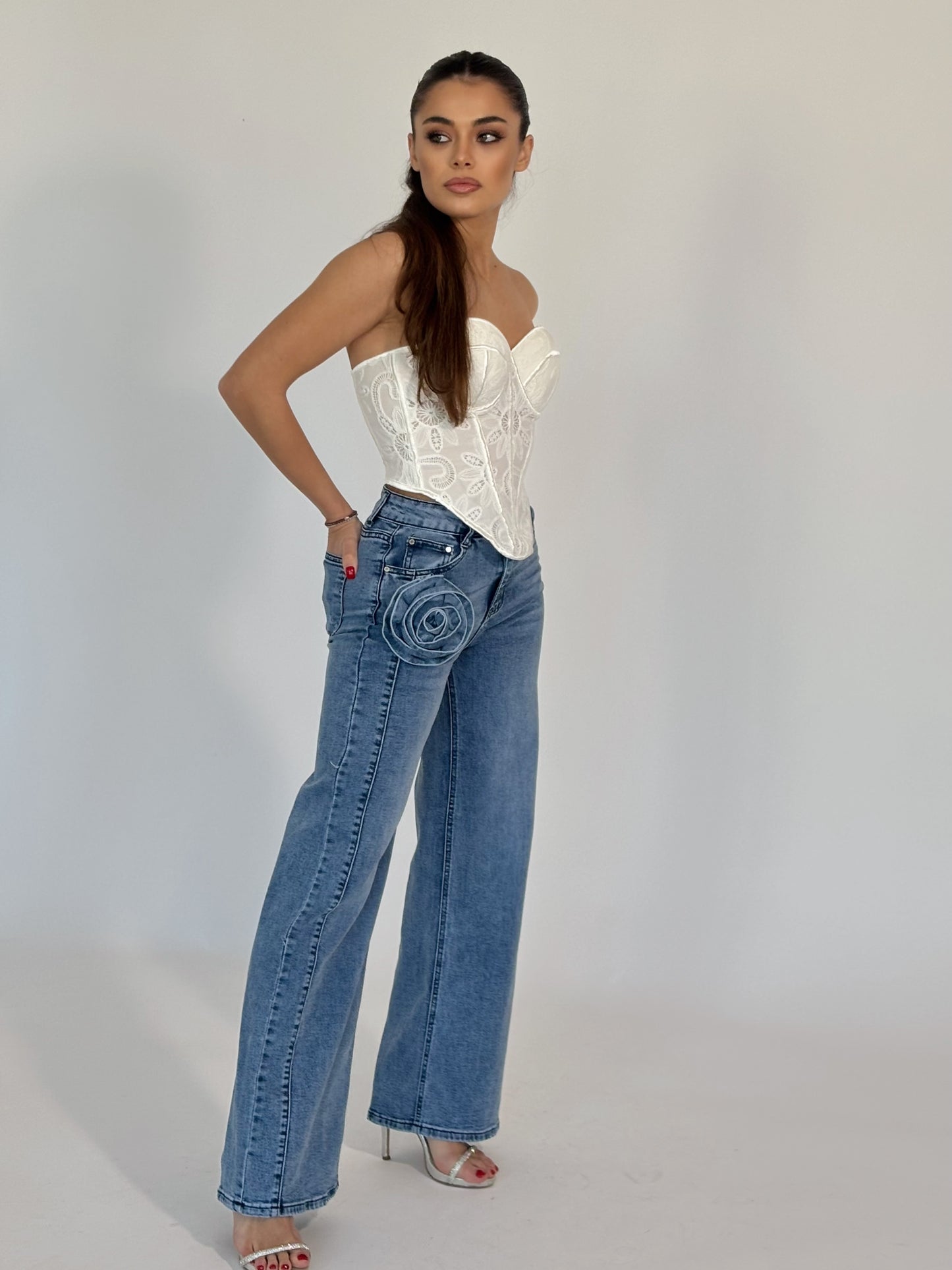 Дънки с роза Rose