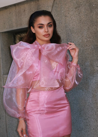 Блуза ALLURE от органза с панделка