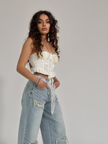 Сатенен корсет Palomita с камъни