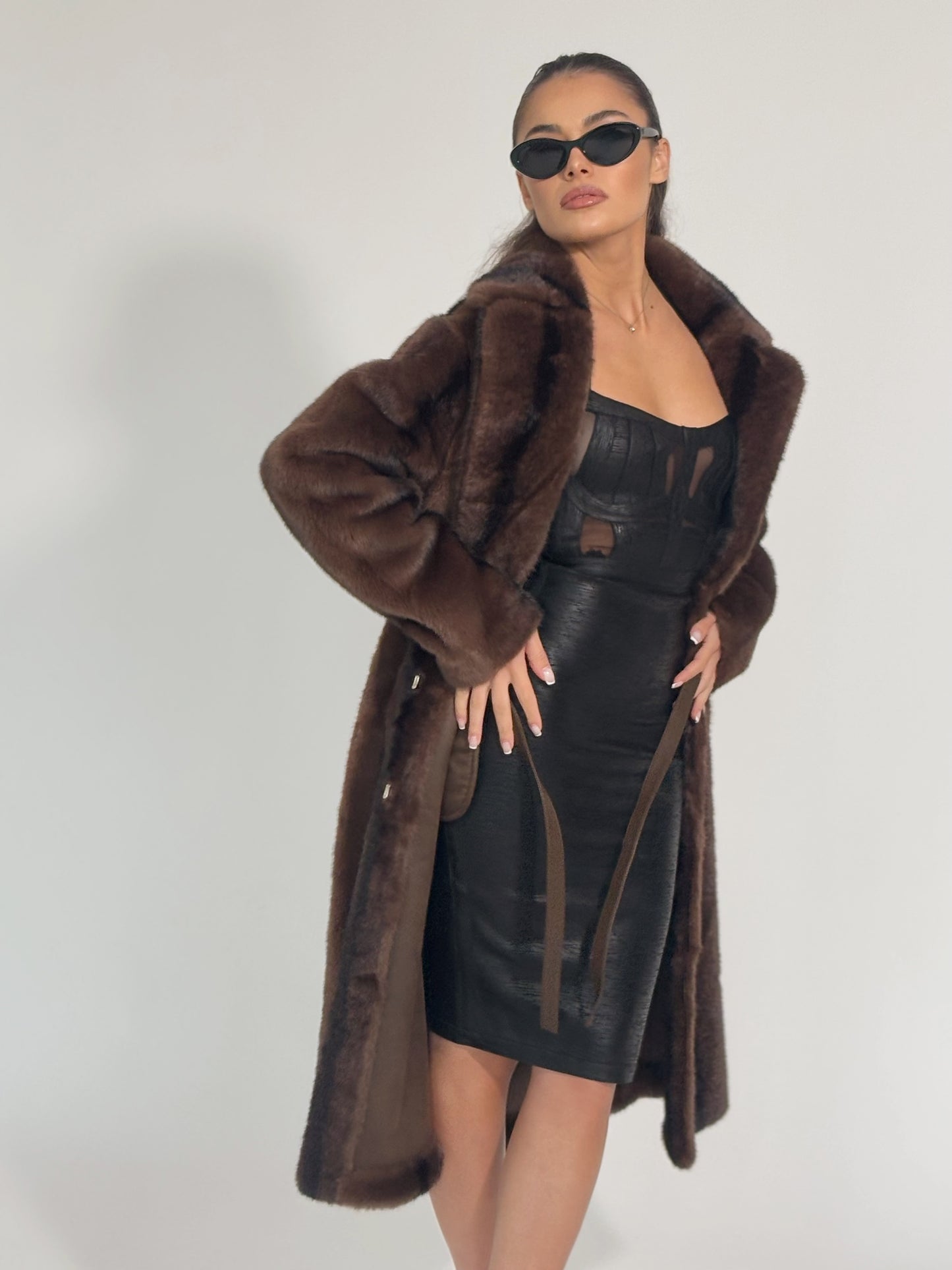 Палто от косъм Cruelly с колан