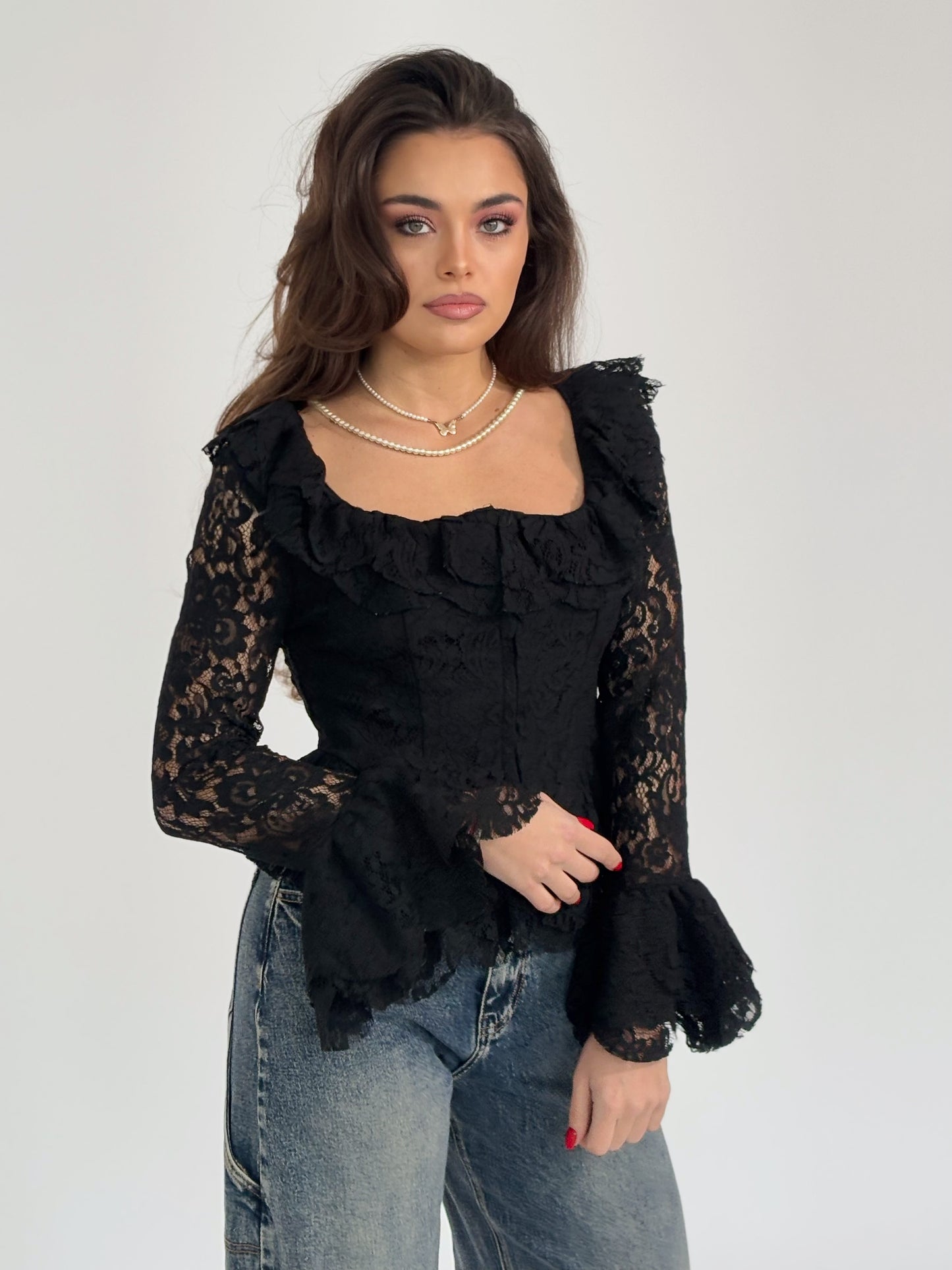Bluză cu corset din dantelă Leyla