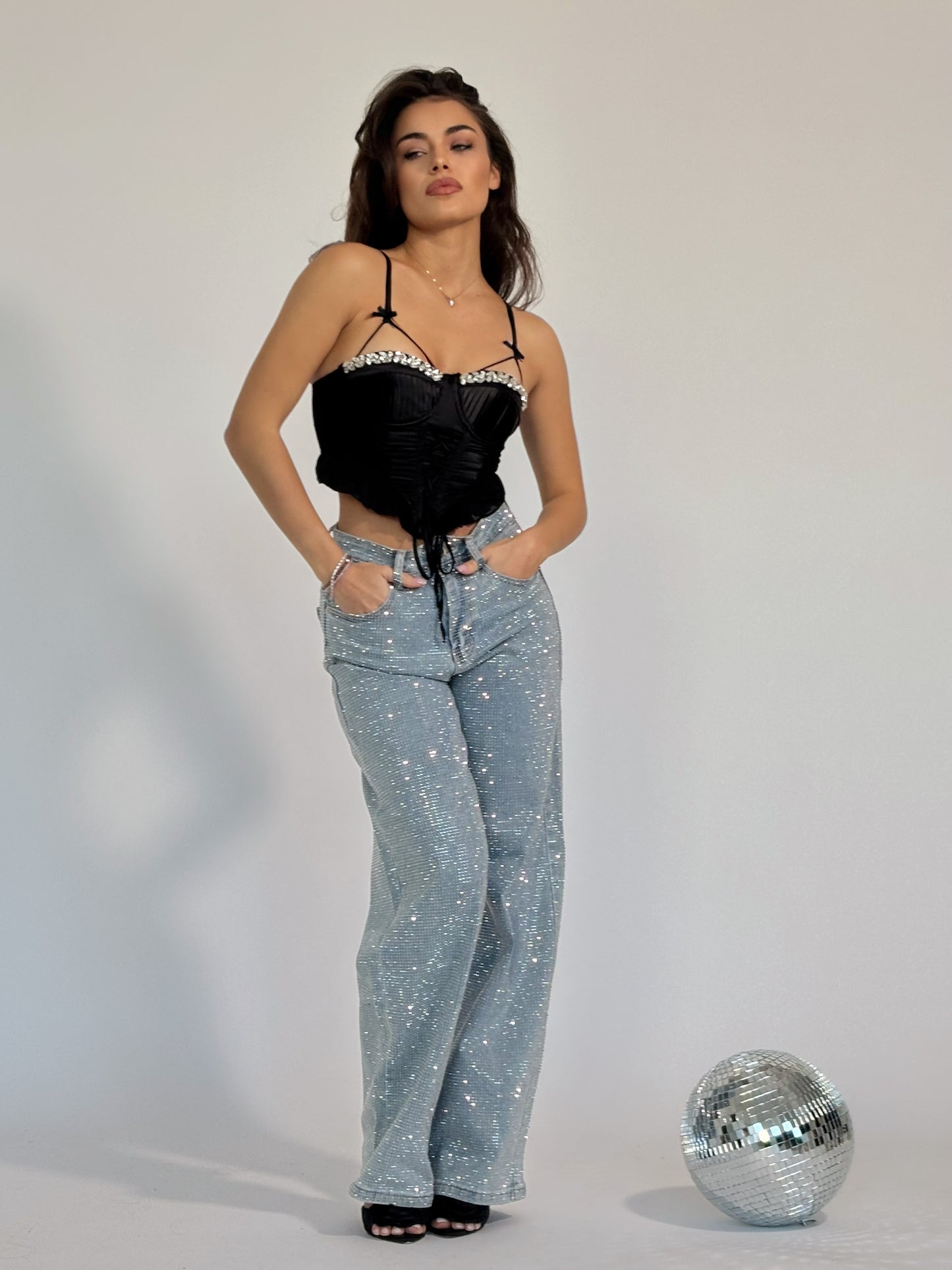 Сатенен корсет Palomita с камъни