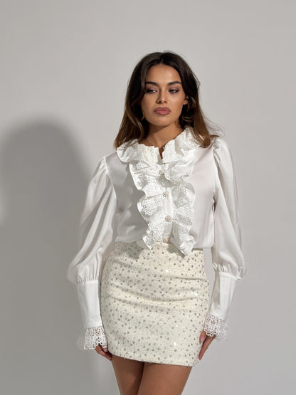 Сатенена риза с жабо Glow