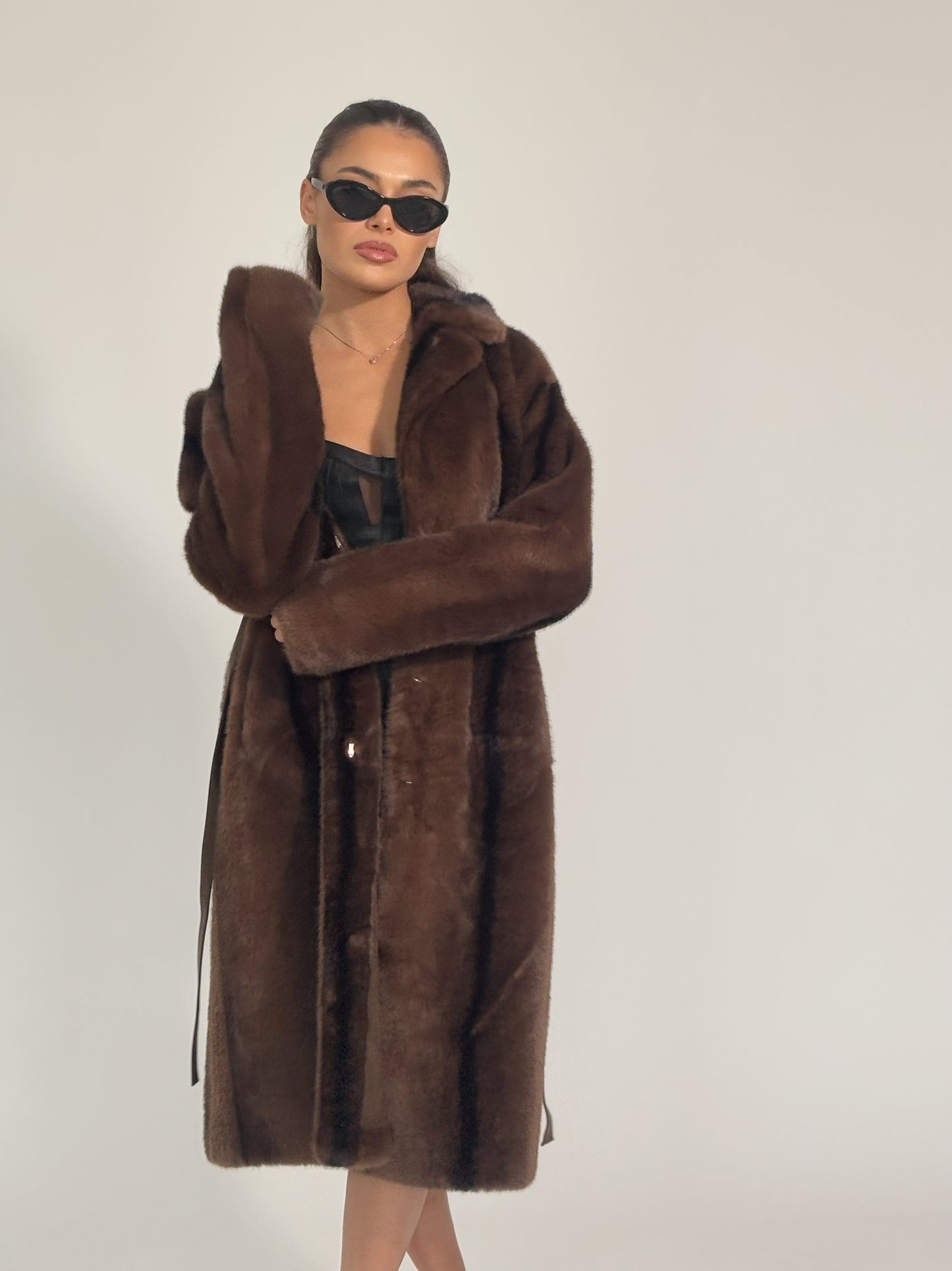 Палто от косъм Cruelly с колан