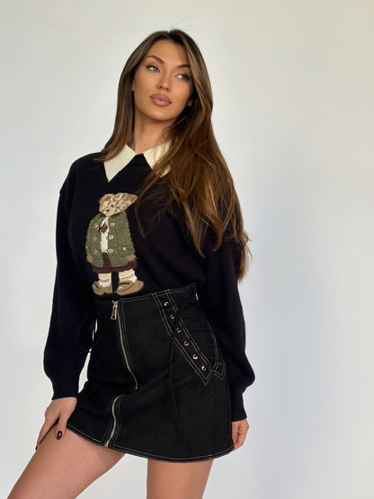 Велурена пола с връзки Jessi