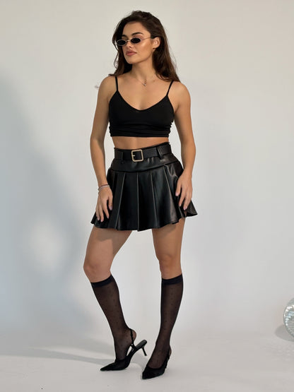 Кожена пола с колан Mia