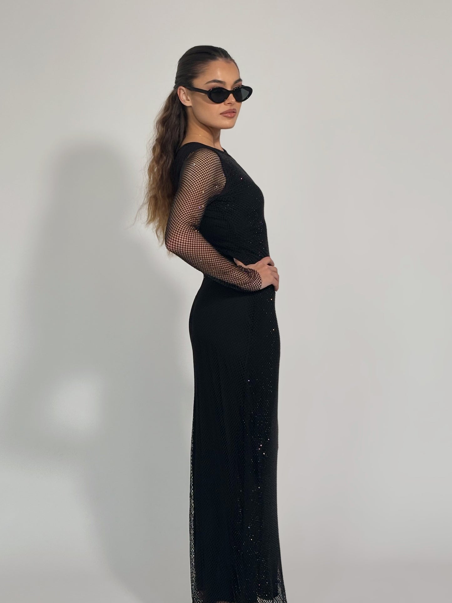 Рокля Beatrisa от мрежа с блясък