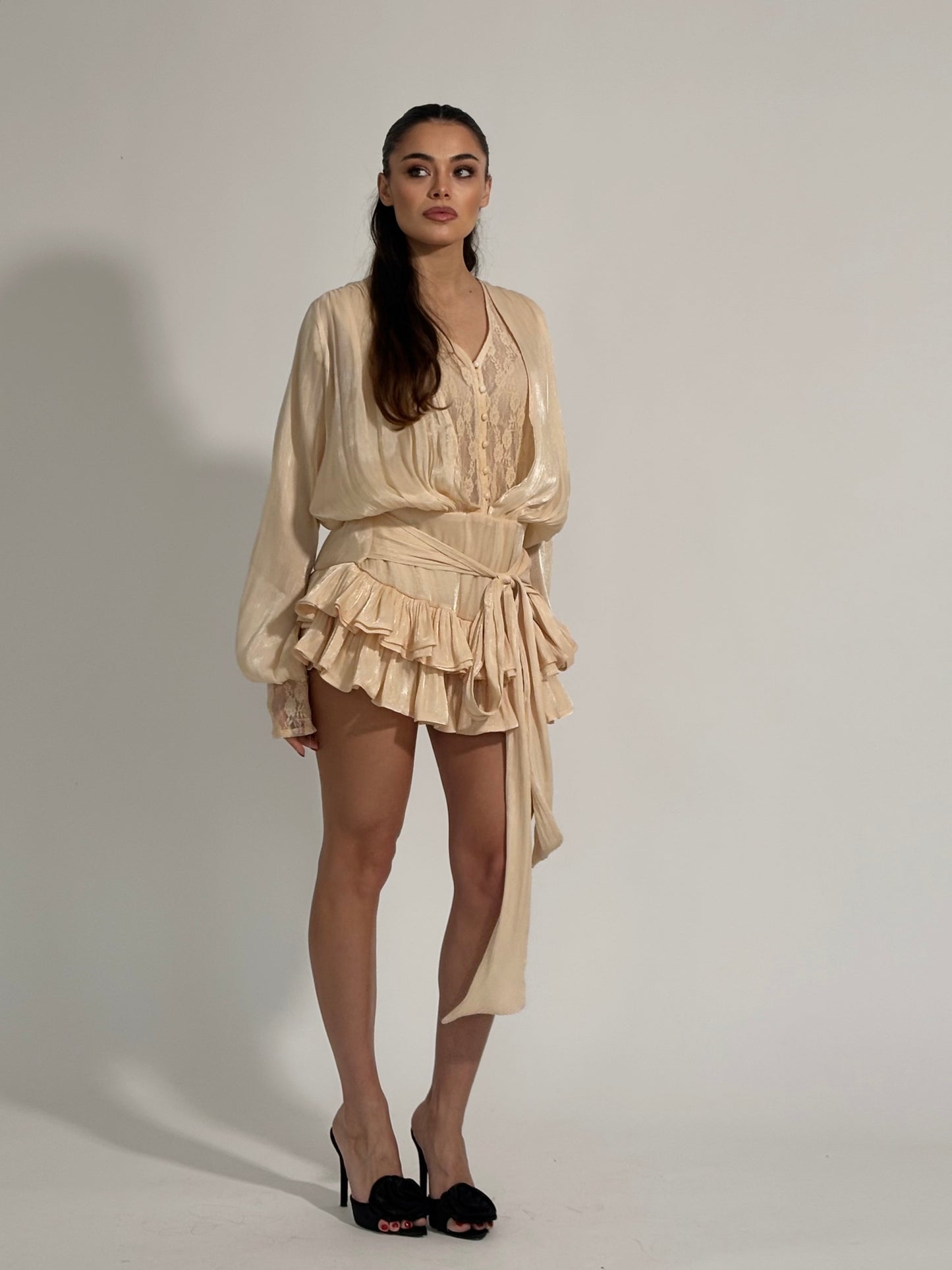 Сатенена рокля Flame с панталонки