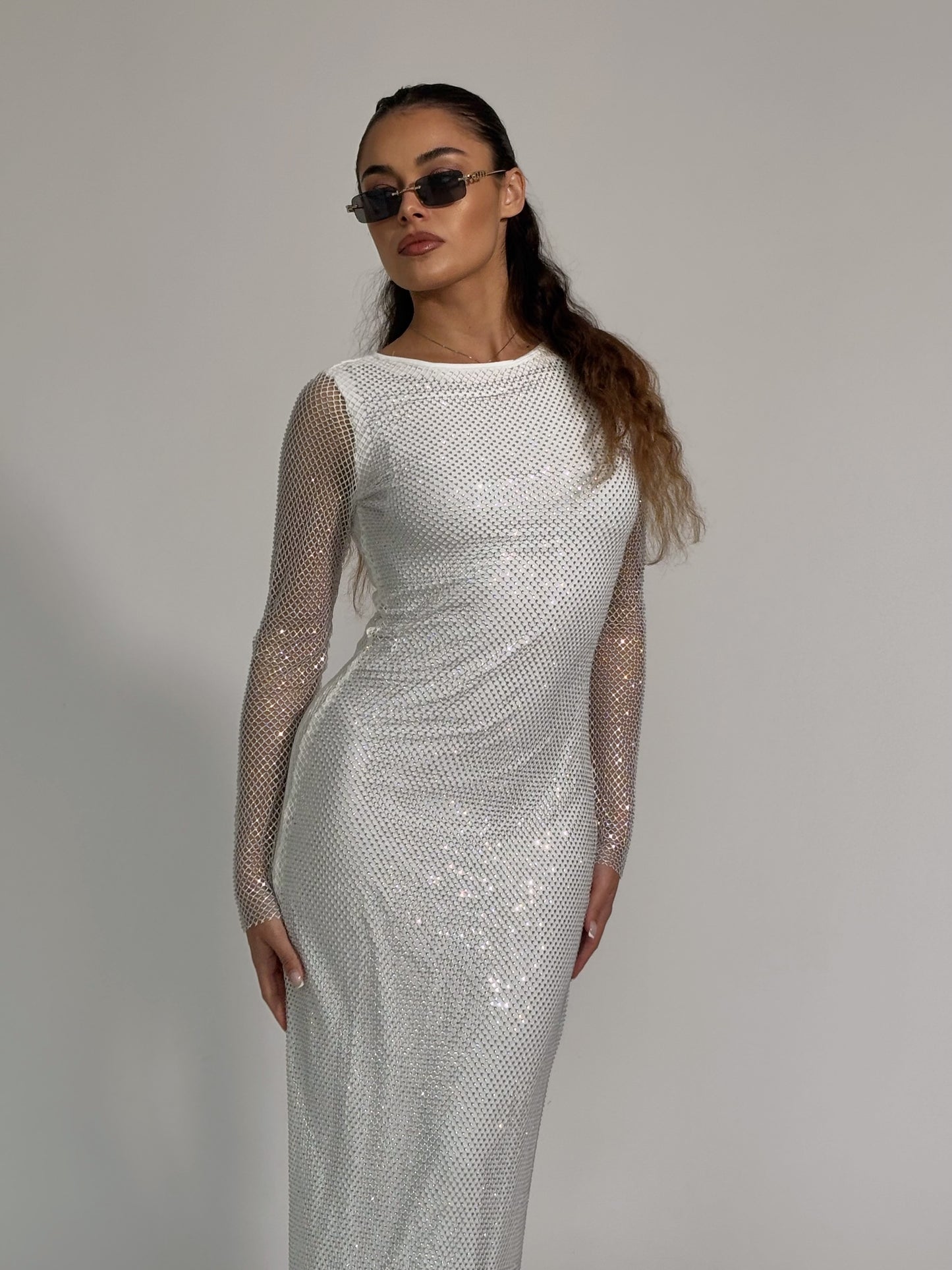 Рокля Beatrisa от мрежа с блясък