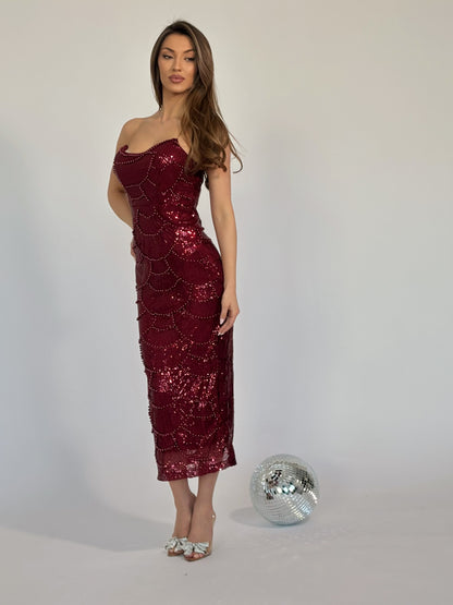 Рокля Arielle с пайети и перли