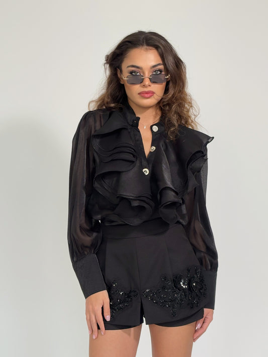 Риза Violita от органза с жабо