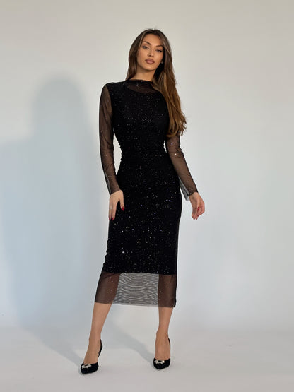 Тюлена рокля с лъскави частици Gia