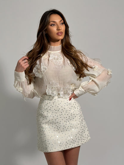 Блуза Felity от органза с 3D цветя