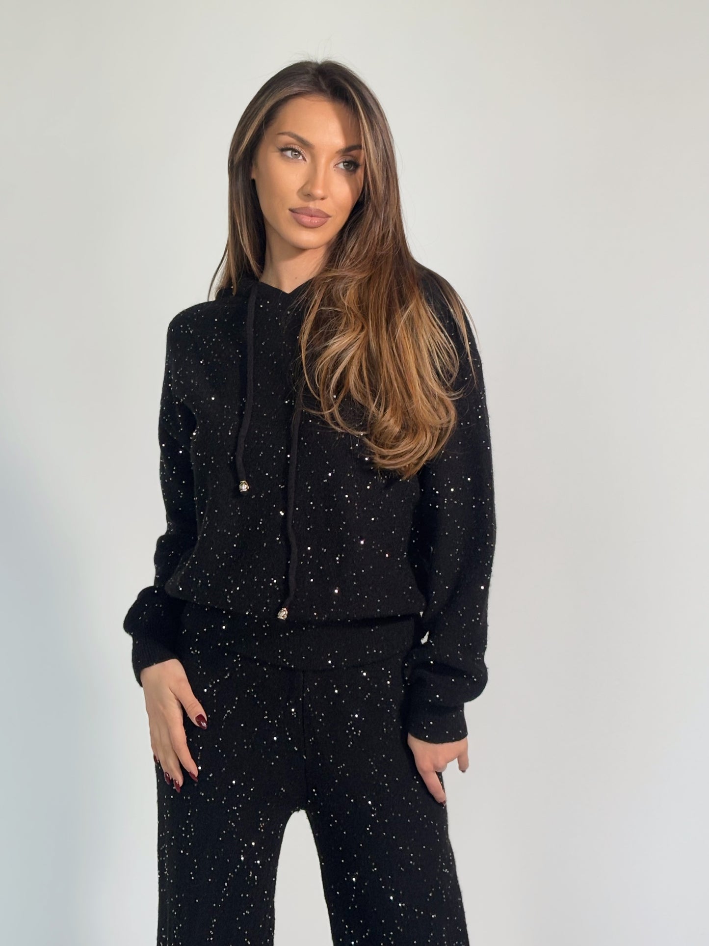 Комплект Shining от плътно плетиво с качулка