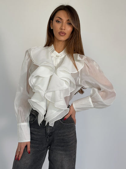 Риза Violita от органза с жабо