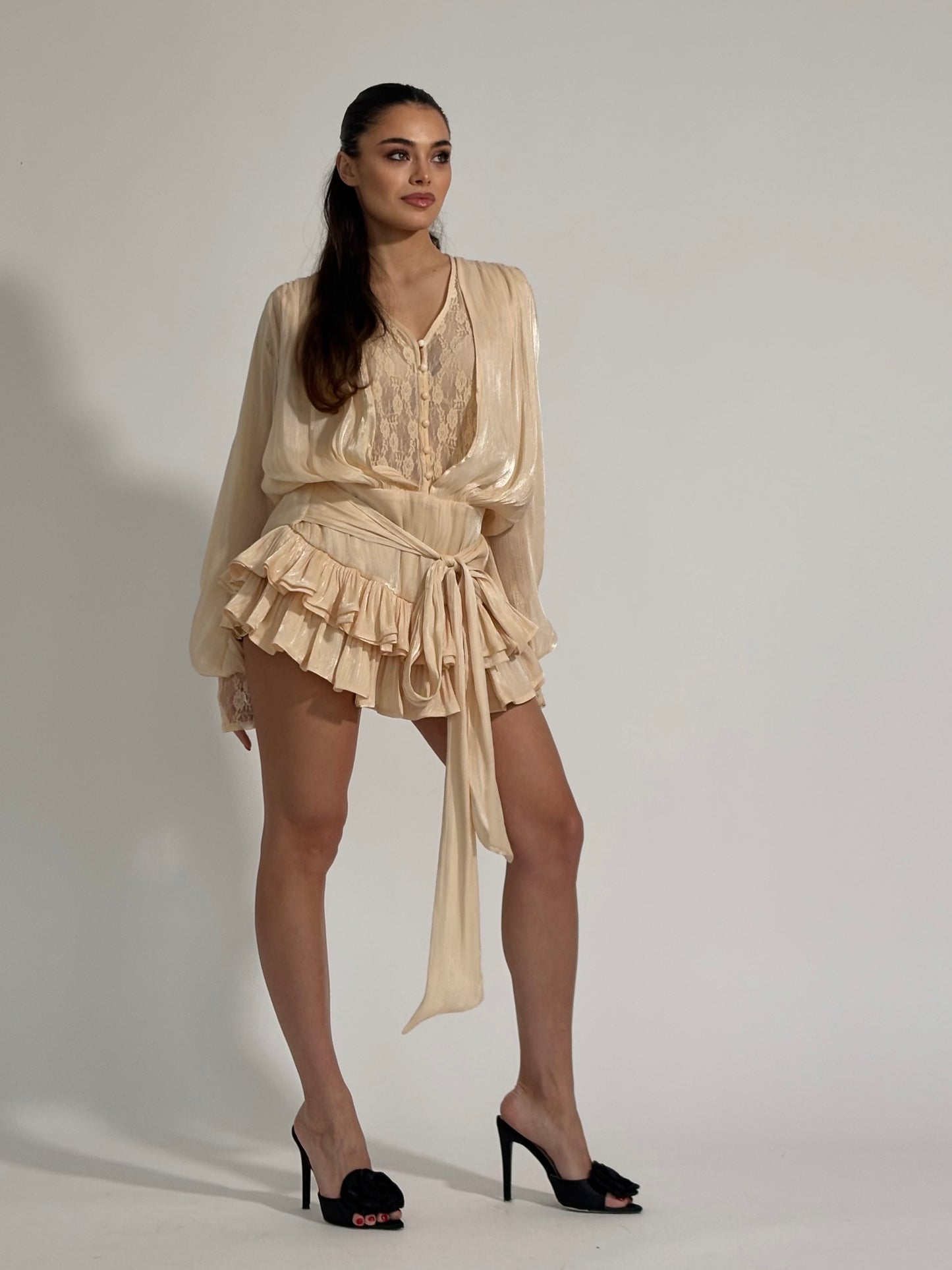 Сатенена рокля Flame с панталонки