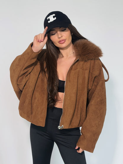 Велурено яке Romanita с пух