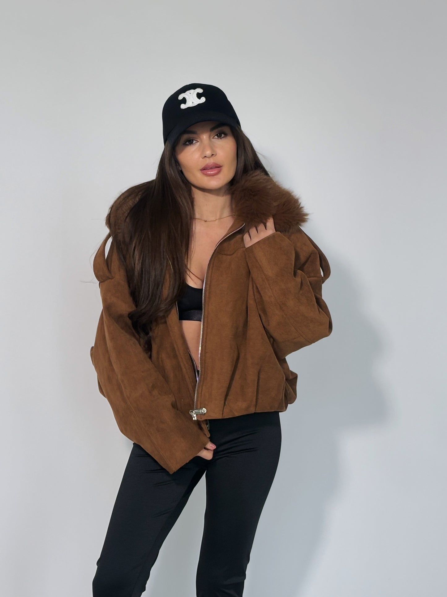 Велурено яке Romanita с пух