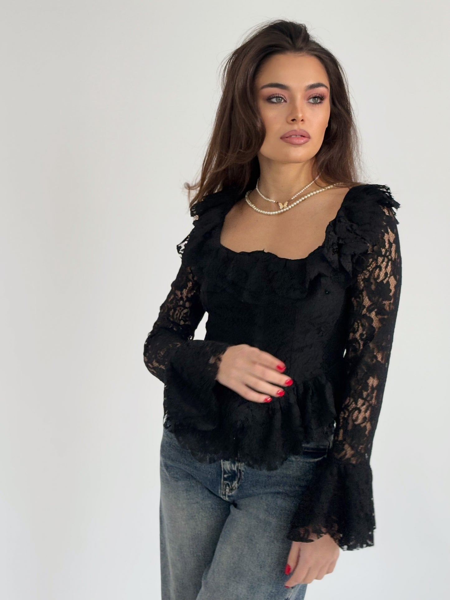 Bluză cu corset din dantelă Leyla