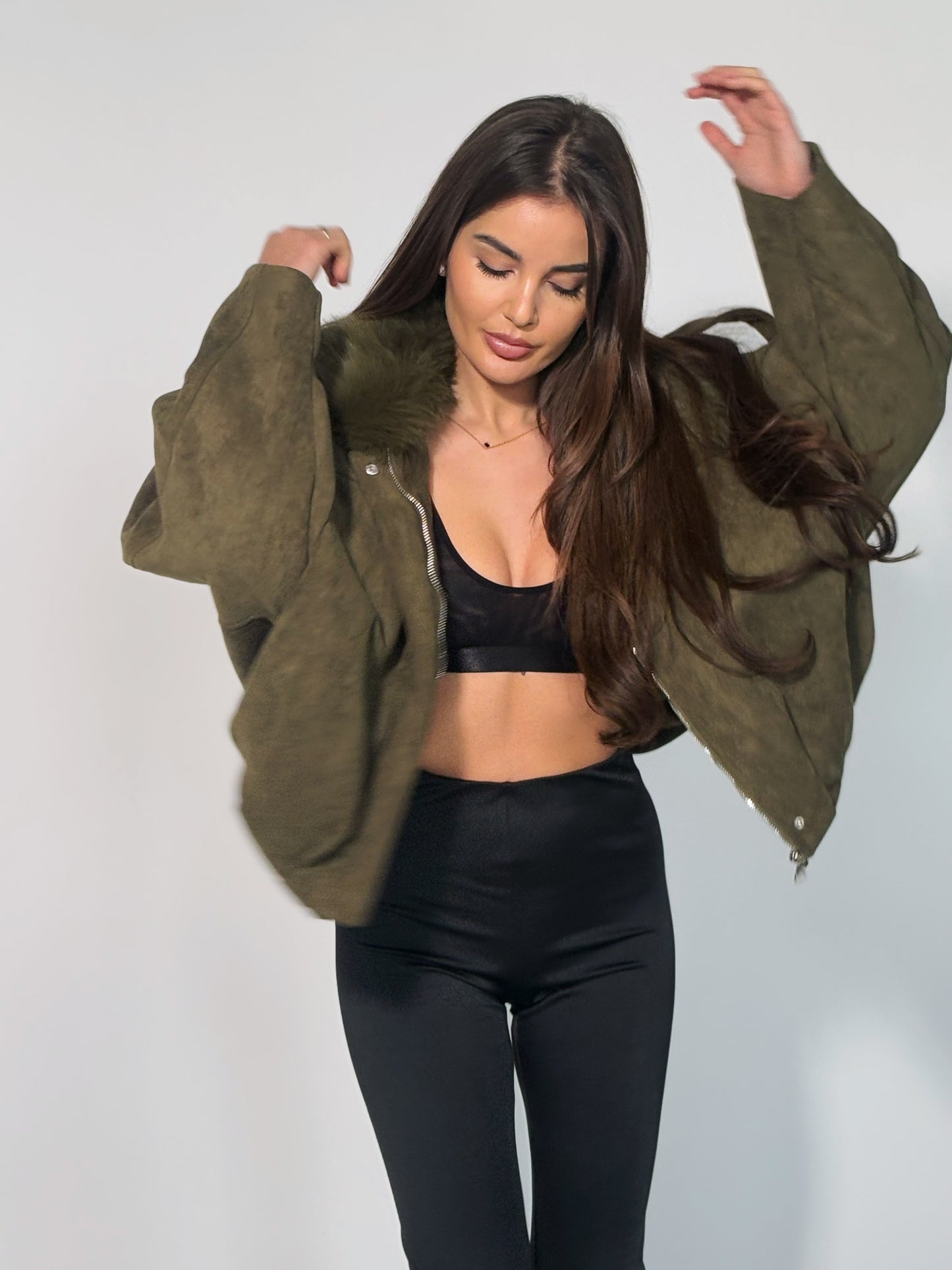 Велурено яке Romanita с пух