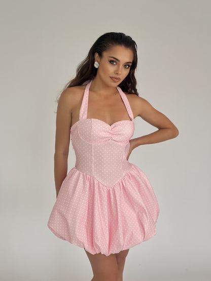 Мини рокля на точки Merilyn с bubble пола