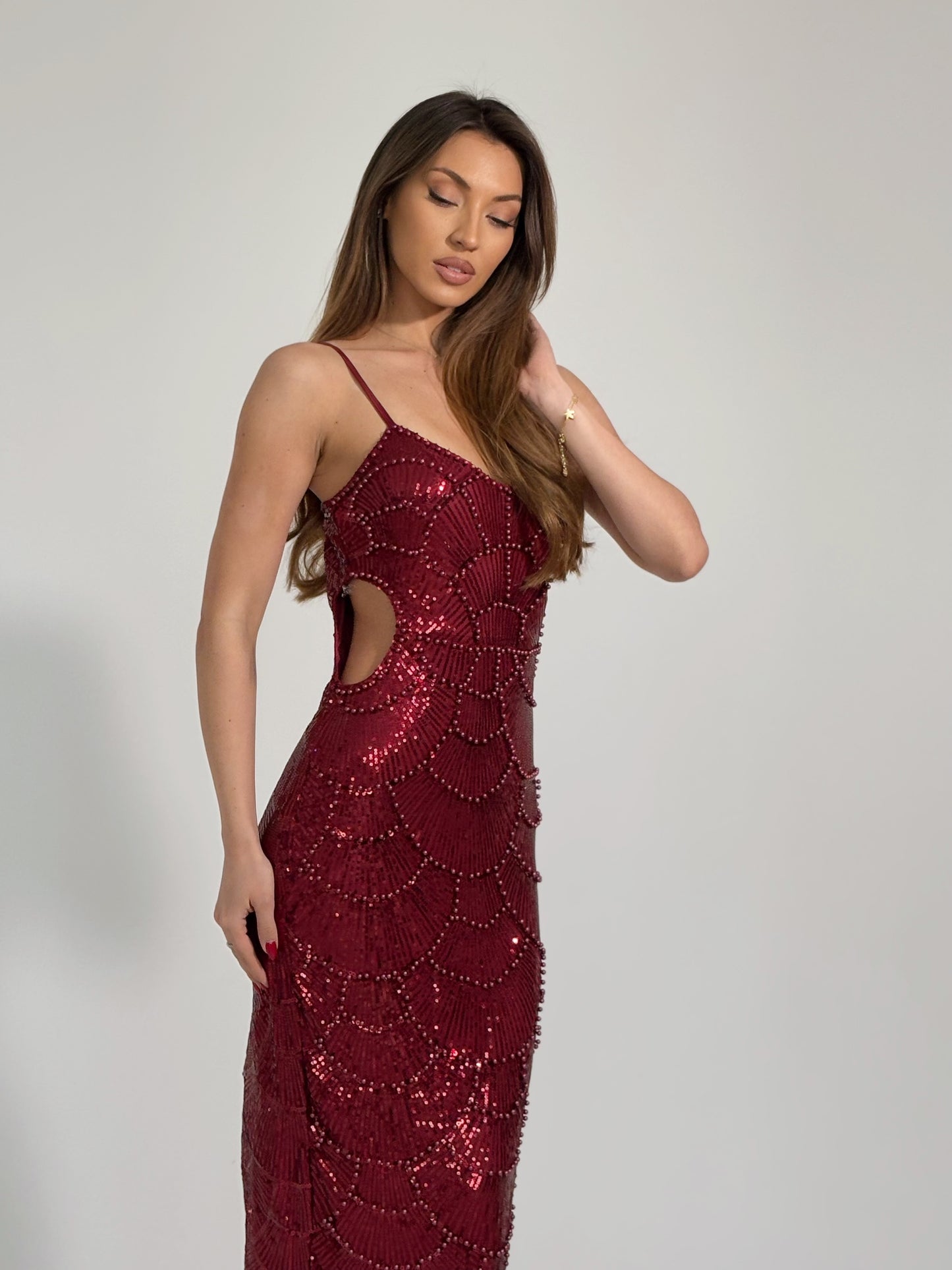 Рокля Arielle с пайети и перли